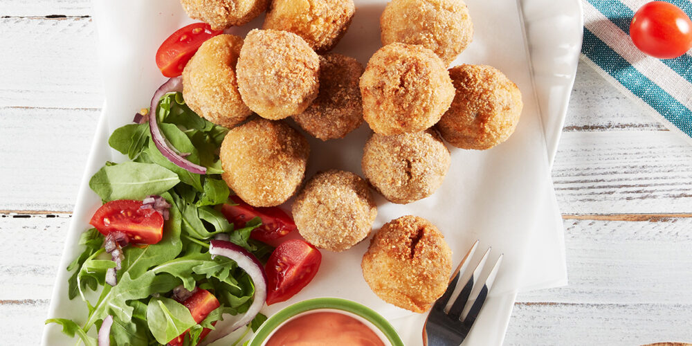 Breaded and fried meatballs