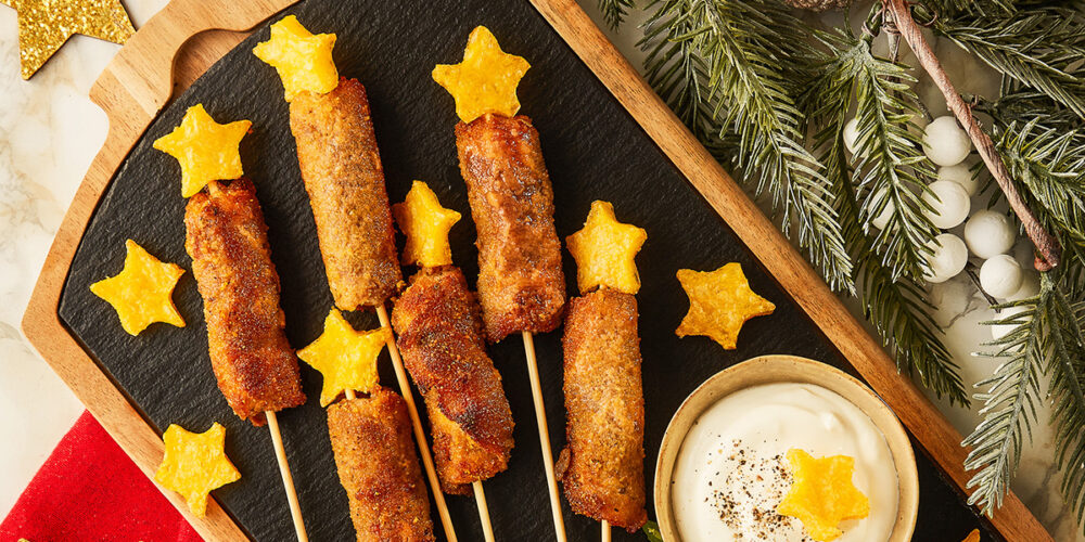 Meatballs on polenta stars